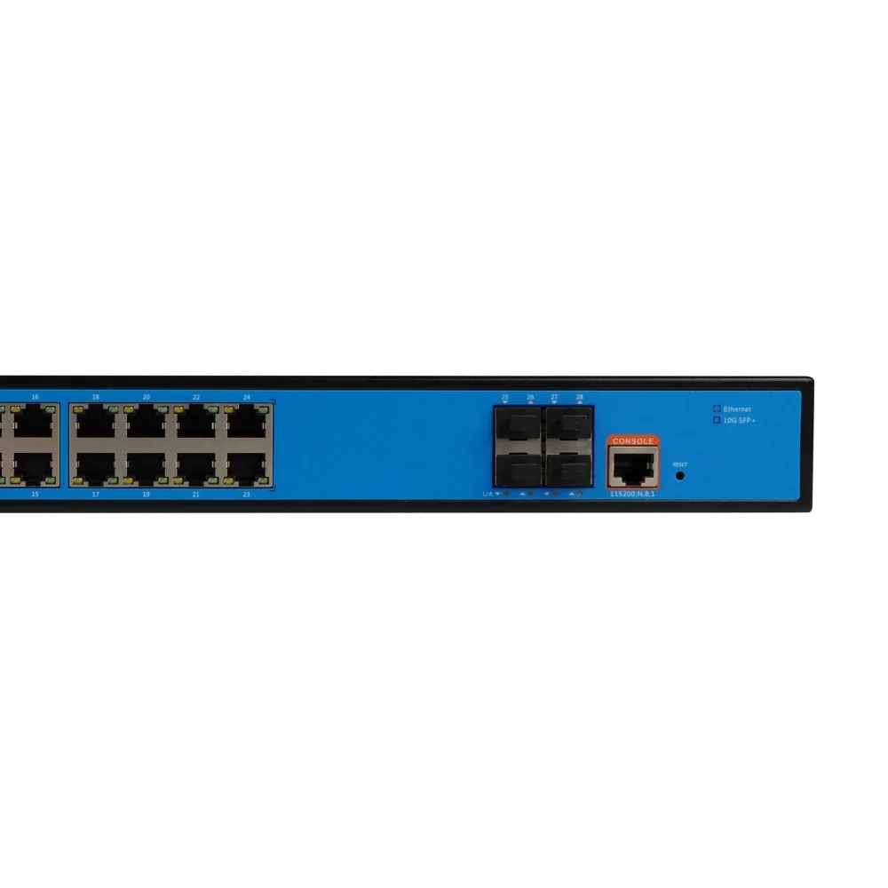 24 ports Network Switch Layer 3 Managed Ethernet Switch with 10G Uplink Support IPv4/IPv6 soft routing function
