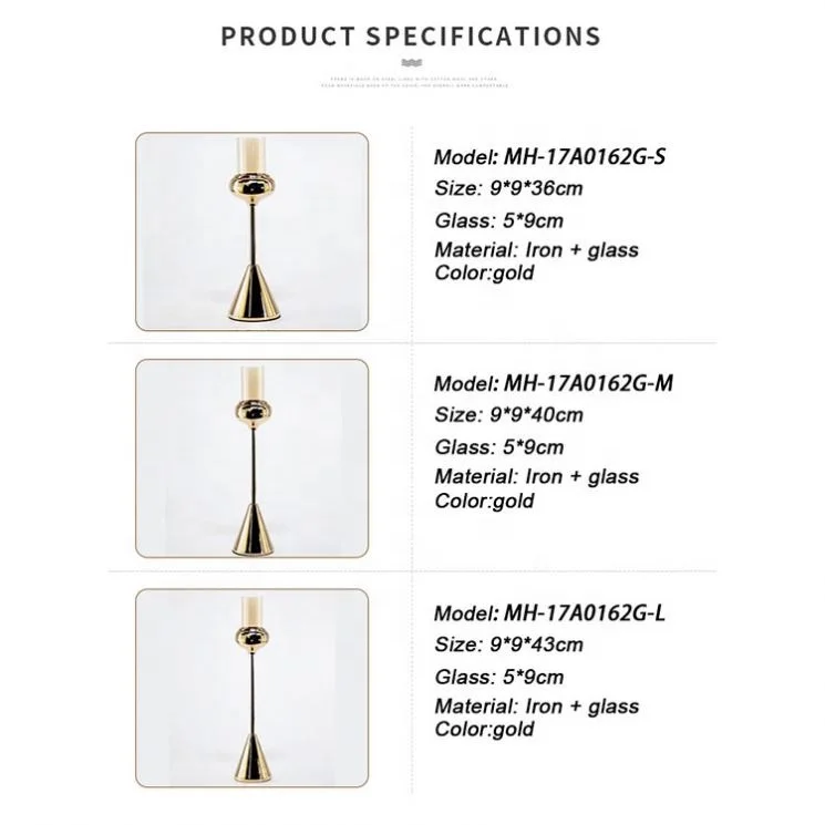 China manufacturer glass decorative candle holder stand set