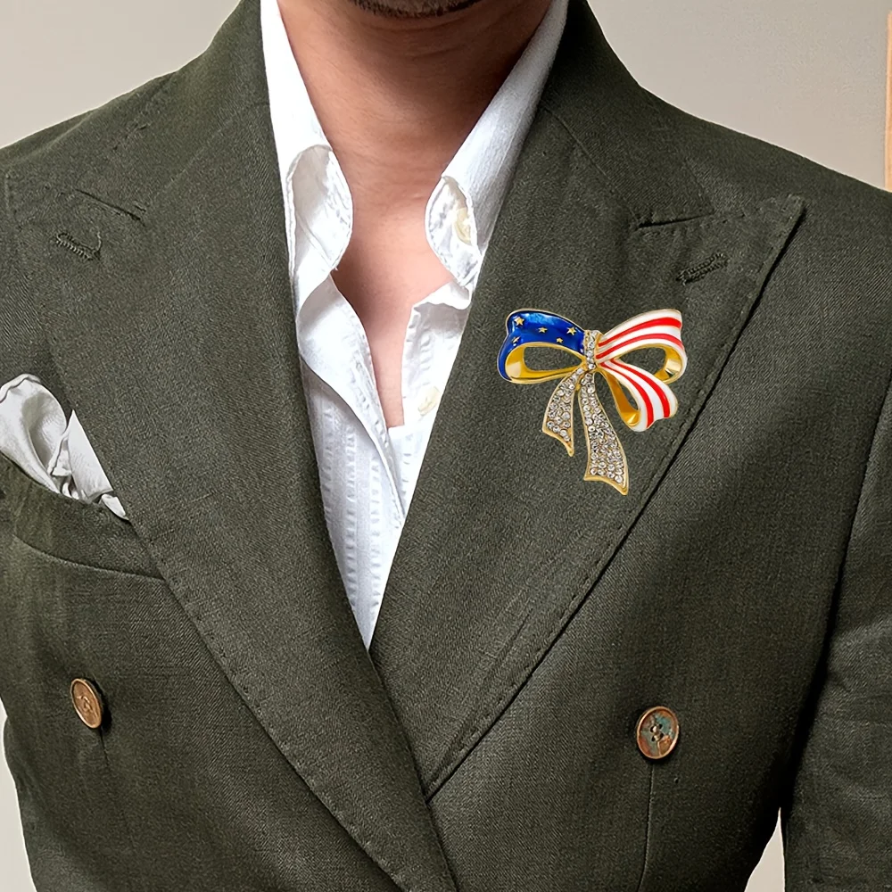 Custom Rhinestone American Flag Lapel Pin Butterfly Design Metal Badge for Accessories