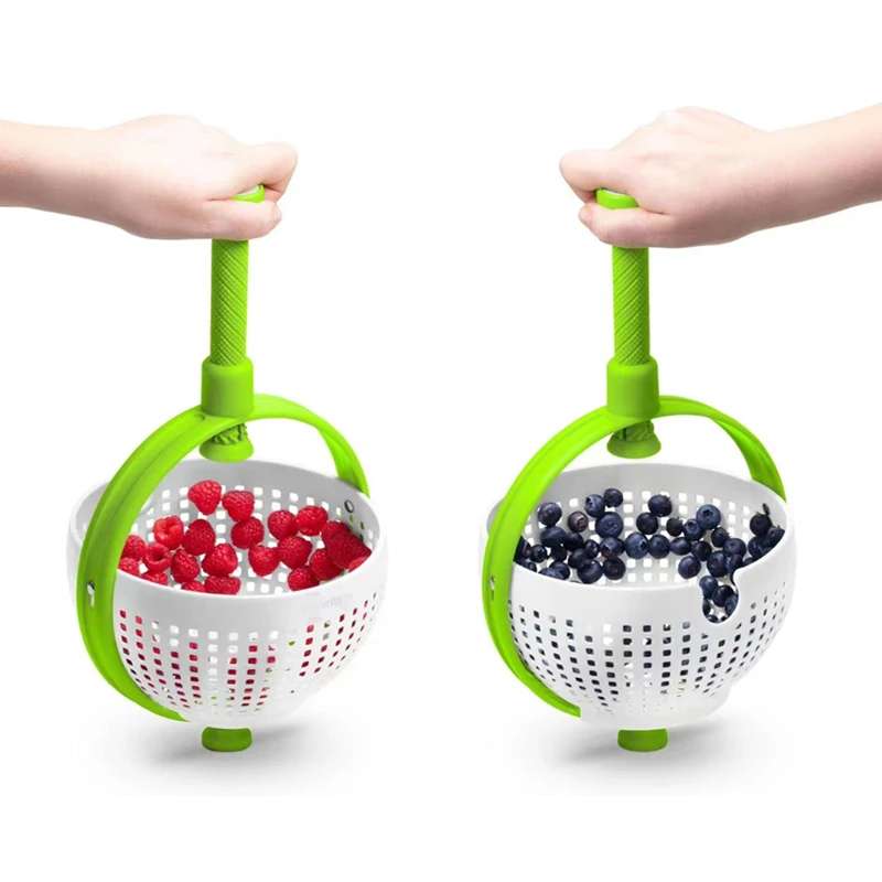 Cheap Plastic Drain Colander with Collapsible Handle Lettuce Spinner foldable strainer fruit and vegetable basket Salad Spinner