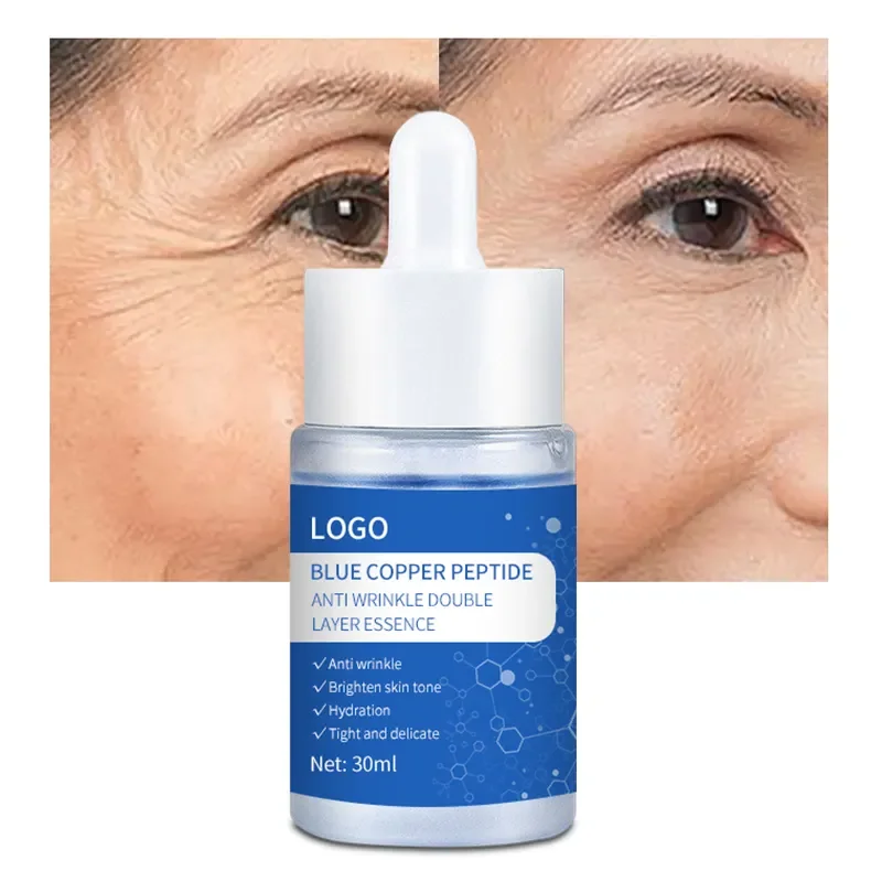 Private Label Daily Skin Care Serum Anti Wrinkle Blue Copper Peptide Face Care Collagen Serum