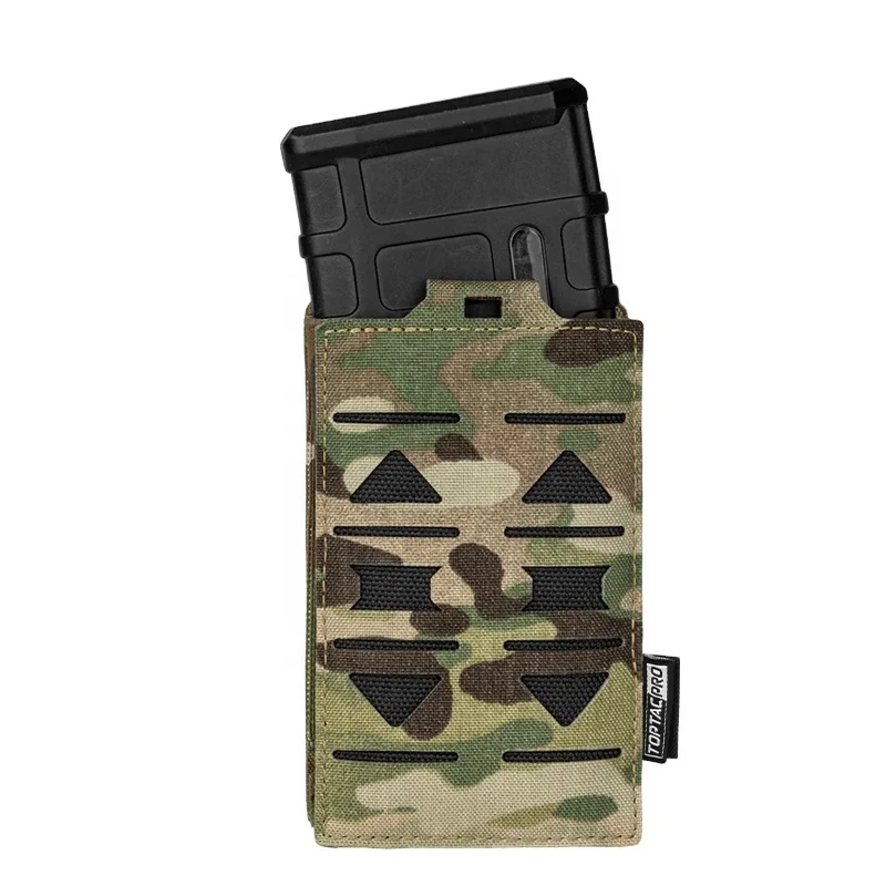 TOPTACPRO Laser Cut Multicam Magazine Carrier Pouch Waist Belt Single Magazine Pouch for 5.56mm mag