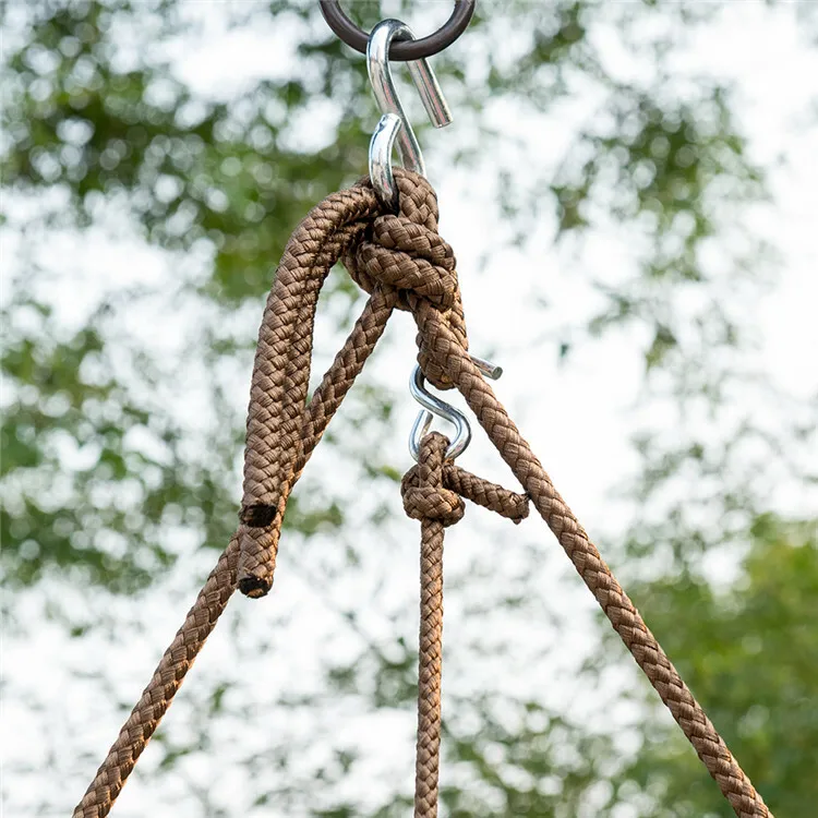 Danlong Patio Garden Outdoor Hanging Hammock Lounger Chair with Cup Holder, Wood Stick