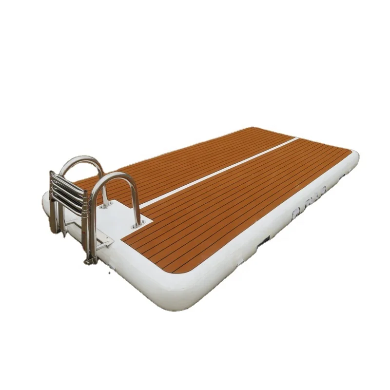 Anti Slip Drop Stitch Portable 3 X 1.5 M Inflatable Floating Yacht Dock Inflatable Boat Platform Dock With Stainless Ladder