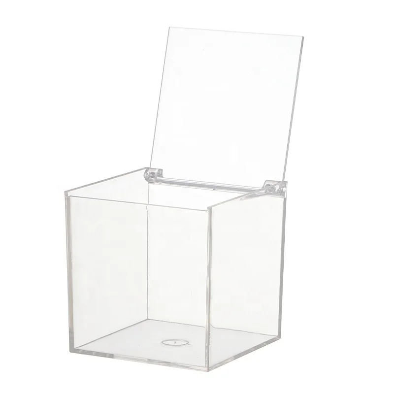 Custom Logo Collectable Square Clear Color Acrylic Candy Favor Cube Box Storage Bin