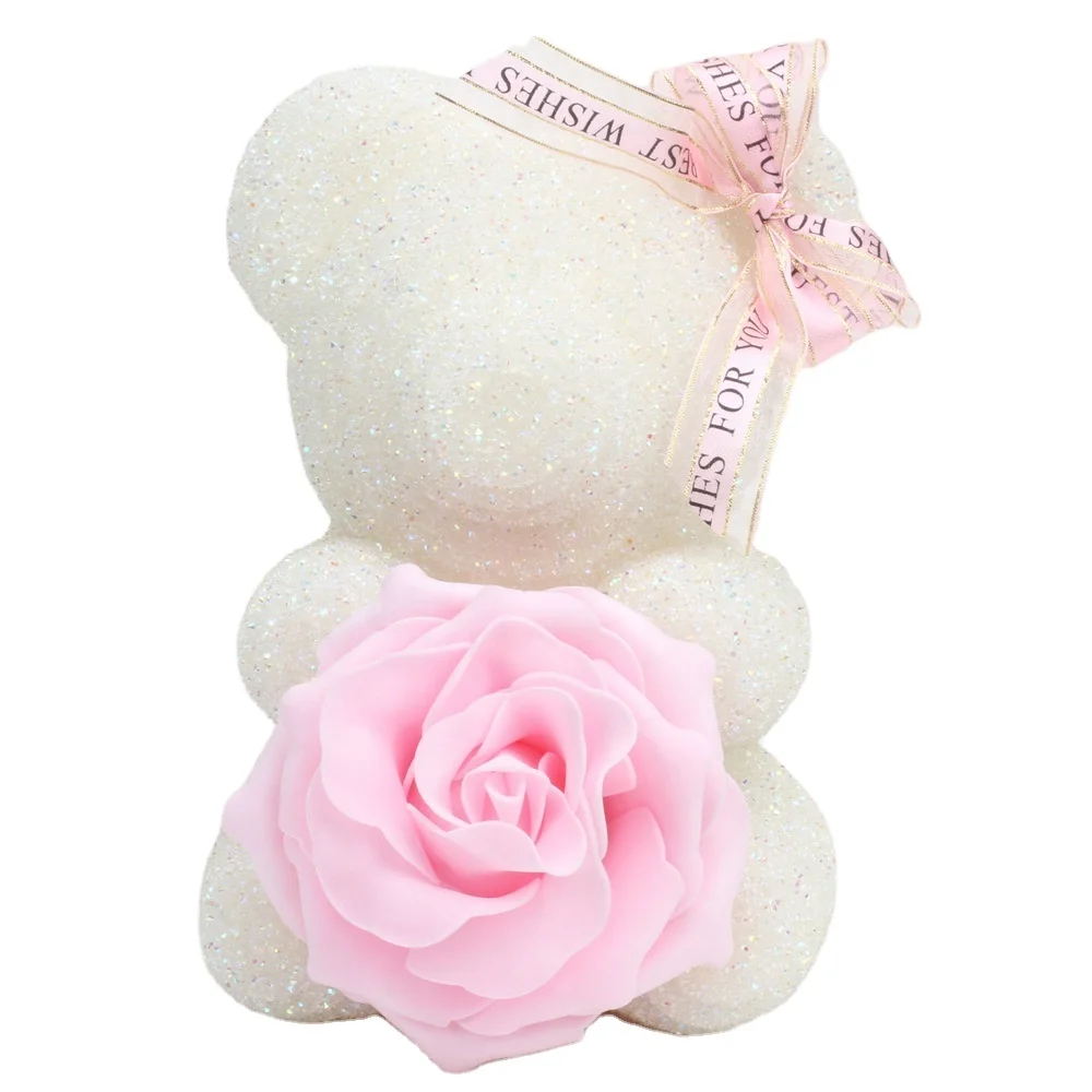 Valentine gift Sweet 25cm glitter bear rose diamond bear Pearl bear