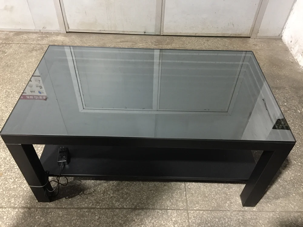 Modern design black table led 3D coffee table illuminated INFINITY MIRROR effect remote infinity led mirror table