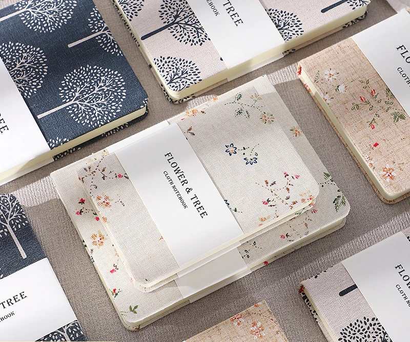 Wholesale  A6 B6 Flower Tree Fabric Cloth Hardcover Notebook Diary Journal