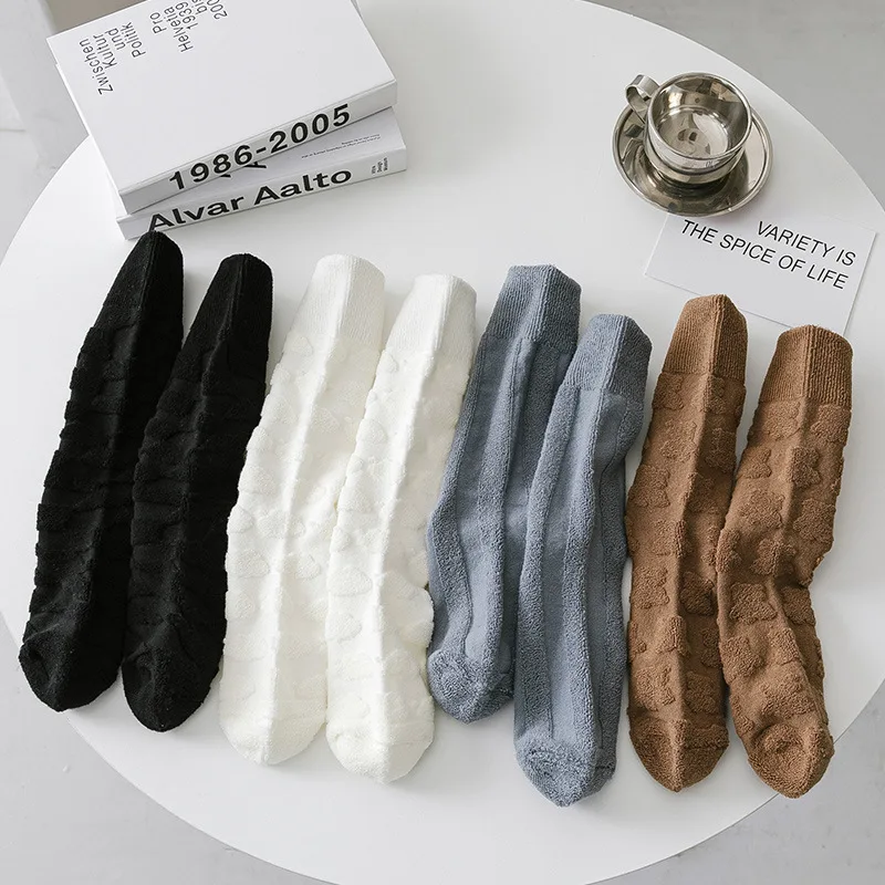 Spring fashion green blue terry pattern women socks cotton socks