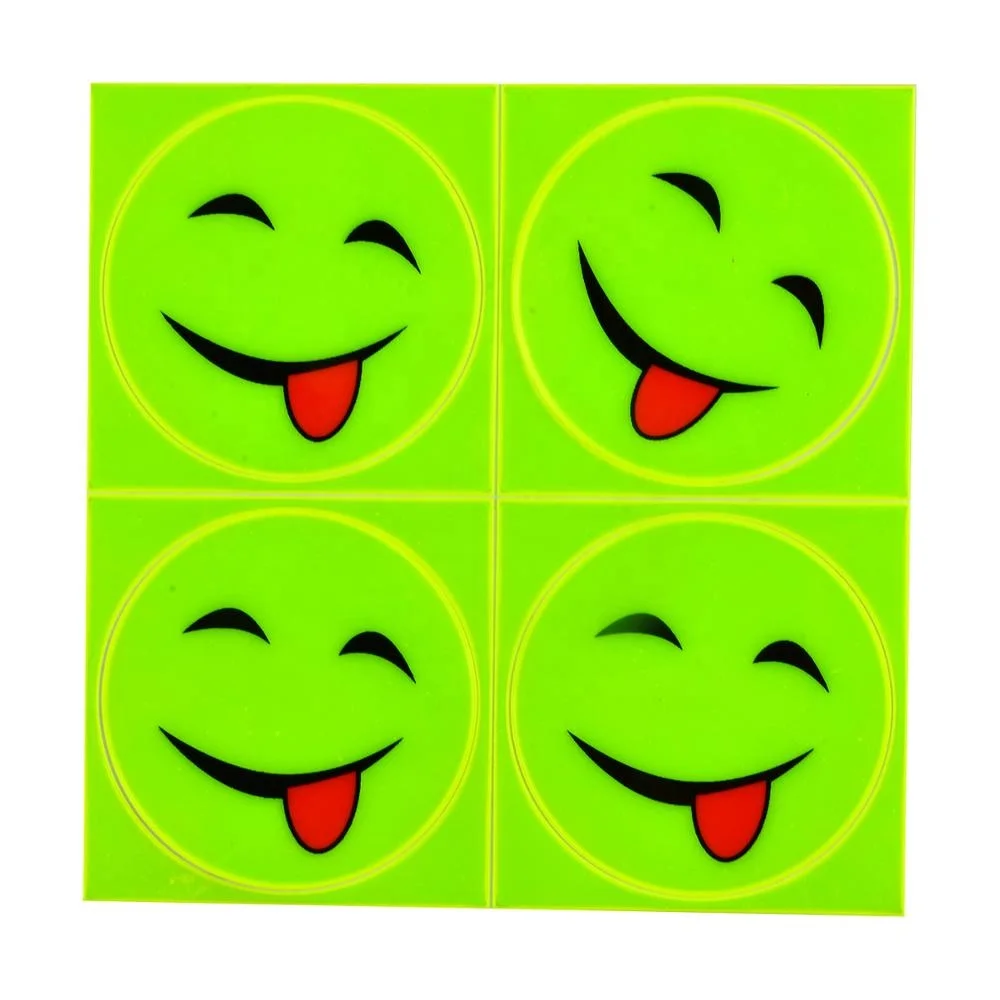 
CE EN 71 6P free smile face Reflective Warning Lighting Sticker Adhesive Tape for Beautify Bicycle Bike Reflex sticker 
