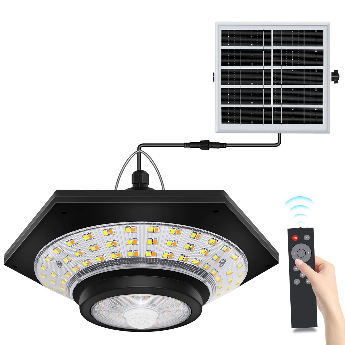 Новейший Солнечный подвесной светильник на открытом воздухе 228LED световой датчик движения 3 режима освещения с дистанционным управлением