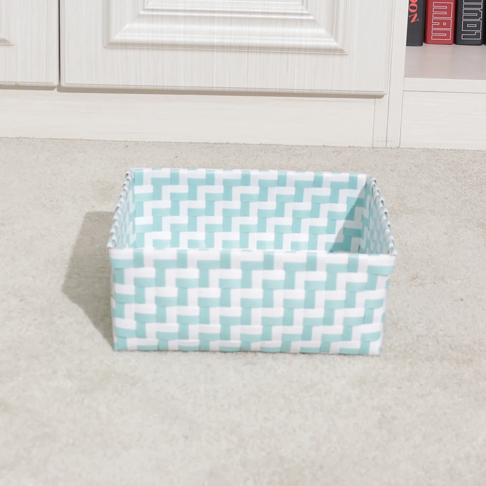 White and Blue Resin Rectangular Mini Bathroom Basket Set of 4 PP/Plastic Sundries Organizer