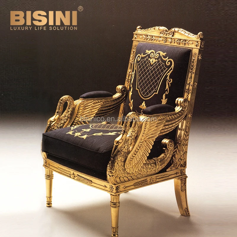 Impressive Designed Furniture Antique European Style Gold Swan Chair Classic Armchair