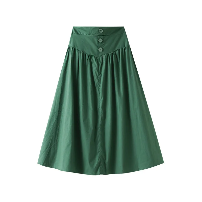 Summer new fastener decoration design waist A- line skirt high waist slimming casual loose skirt