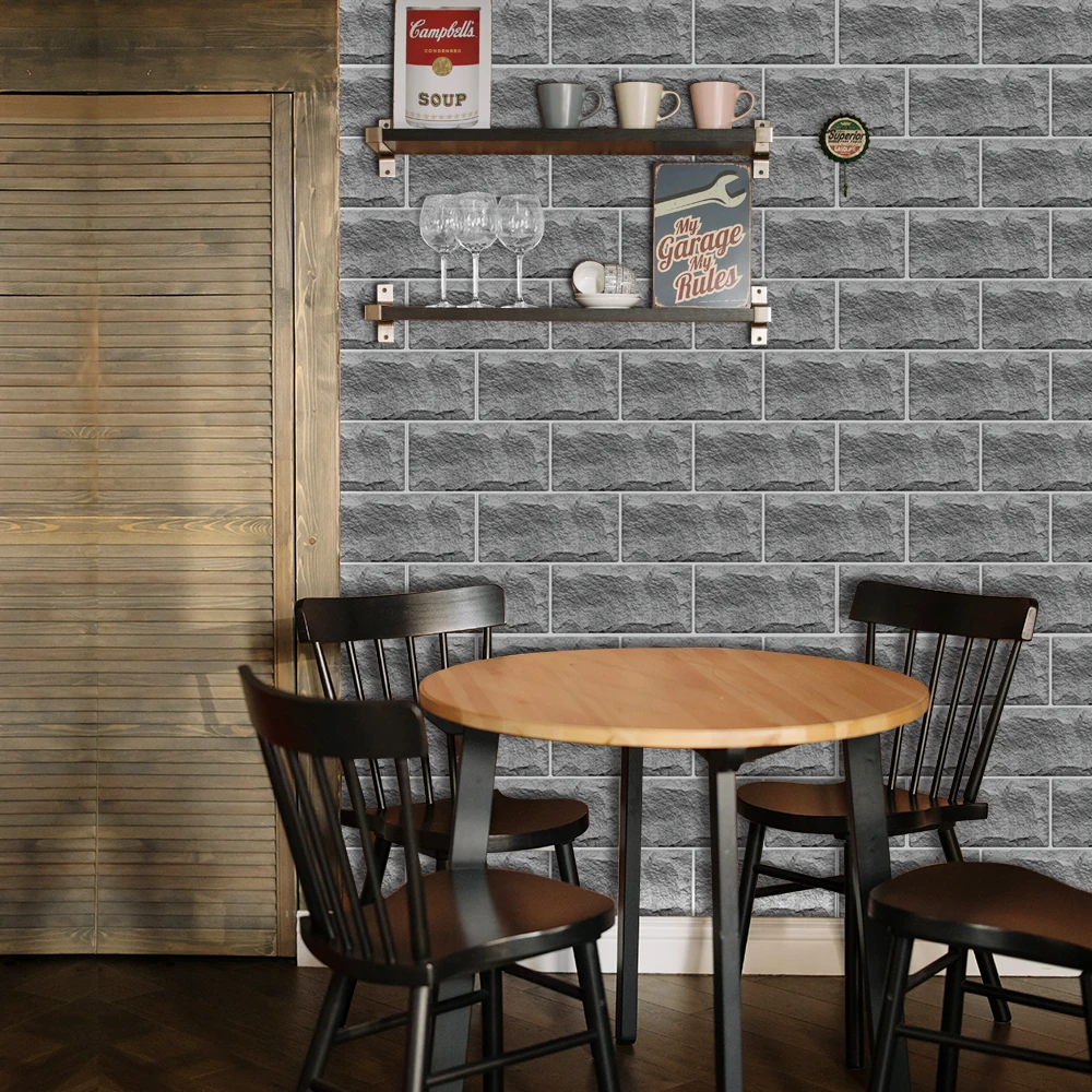 Matte Varnishing 3D Stone Grain Thickening Home Decoration Living Room Renovation Custom Die Cut China Wall Stickers Supplier