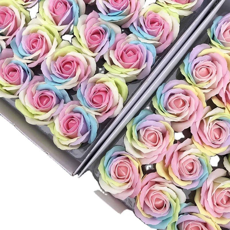 Christmas Decorations Artificial Colorful Rose Soap Flowers Head For Gift Box Bouquets Design Flower Shop