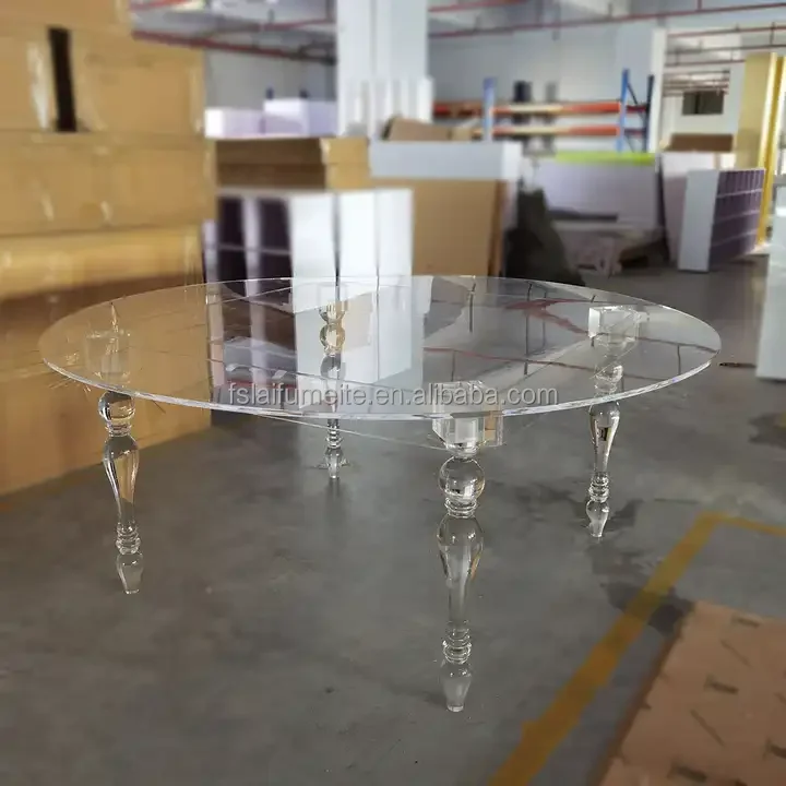 Factory price acrylic dining table set half round shape S shape transparent acrylic dinning serpentine wedding table for sale