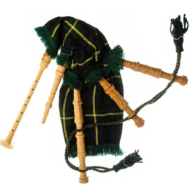 Dark Green Tartan Toy Bagpipe for Kids Pipe Band Uniform Hand Made Wool Tartan All Size Toy Bagpipe