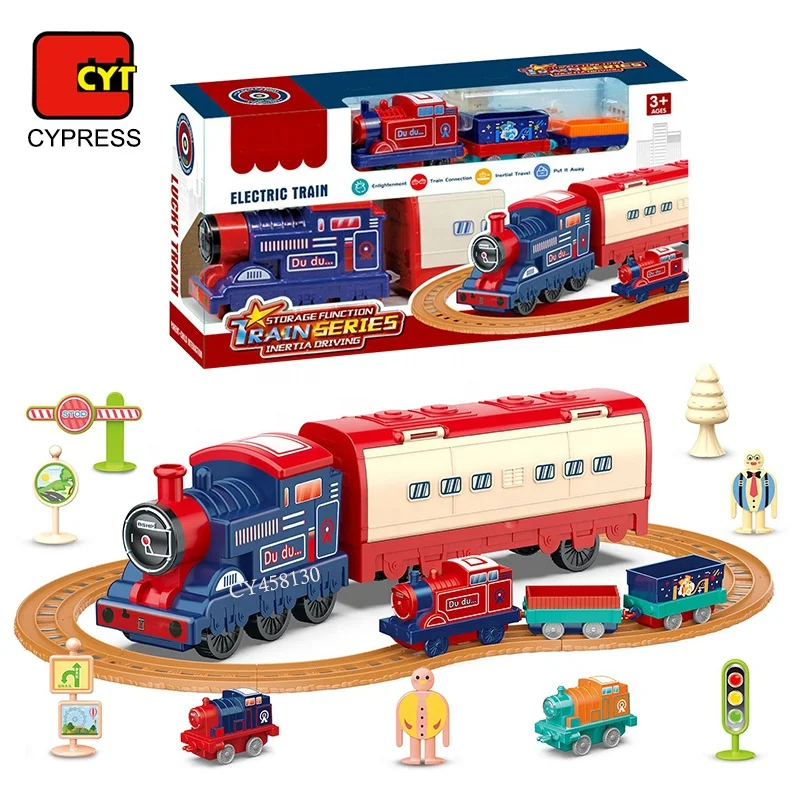 Enlightenment Assemble Simulation Electric Train Storage DIY Track Educational Toy Inertial Travel for Child