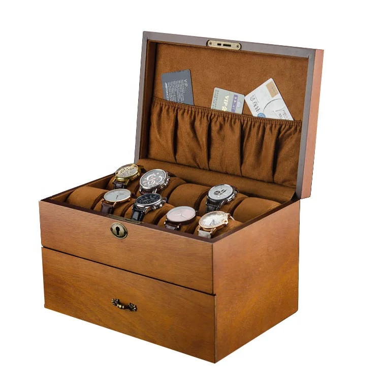 Hot selling Amazon basics wooden jewelry watch organizer box luxury watch box wood watch storage box with glass top