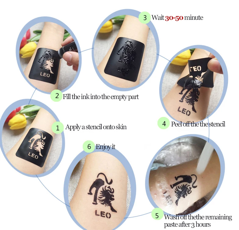 Temporary Body Art Painting   Natural Color  Semi Permanent paste Gel DIY black temporary tattoo ink with your label