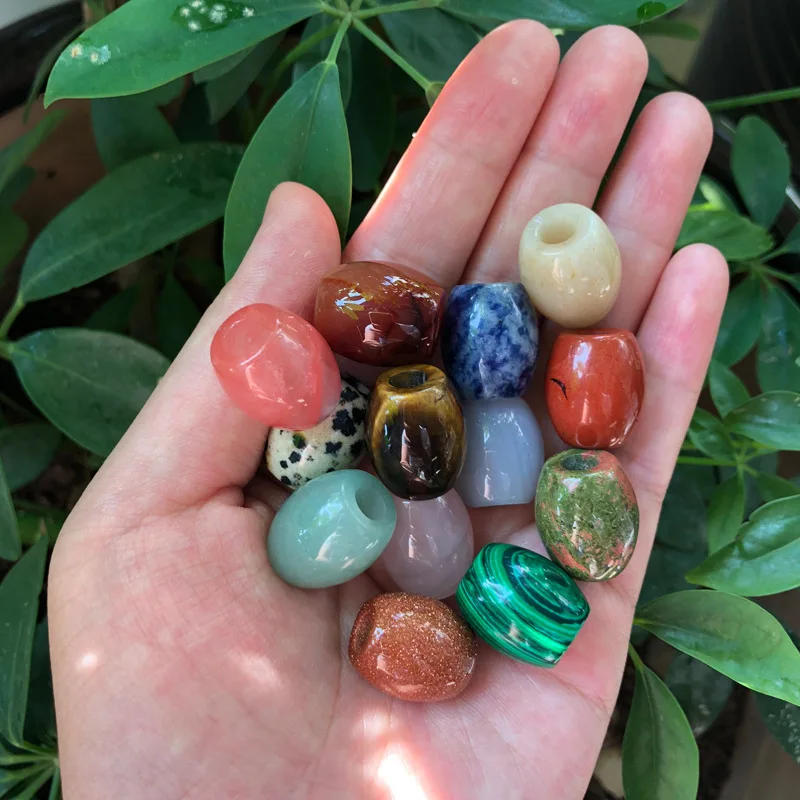 Mylulu Free Samples Wig Braid 16*18*5mm Natural Stone Big Hole Beads for Jewelry Making&Hair Braid