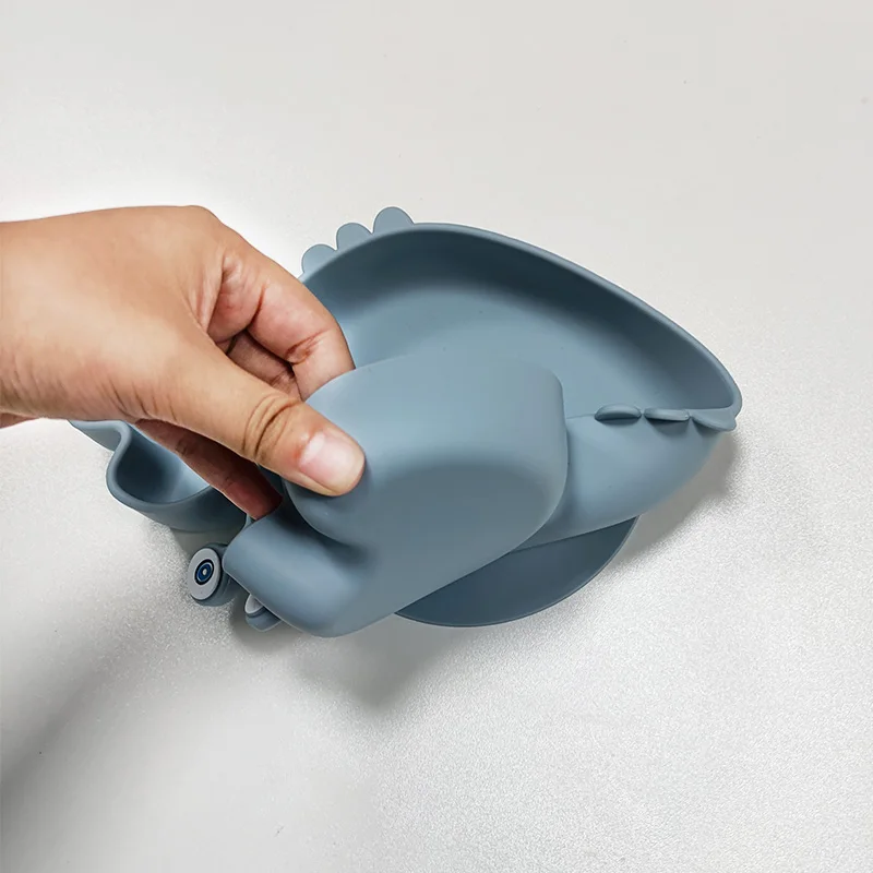 New Design 6 Pieces Food Grade Non-toxic Complementary Food Crab Plate Tableware Bpa Free Baby Silicone Baby Feeding Set