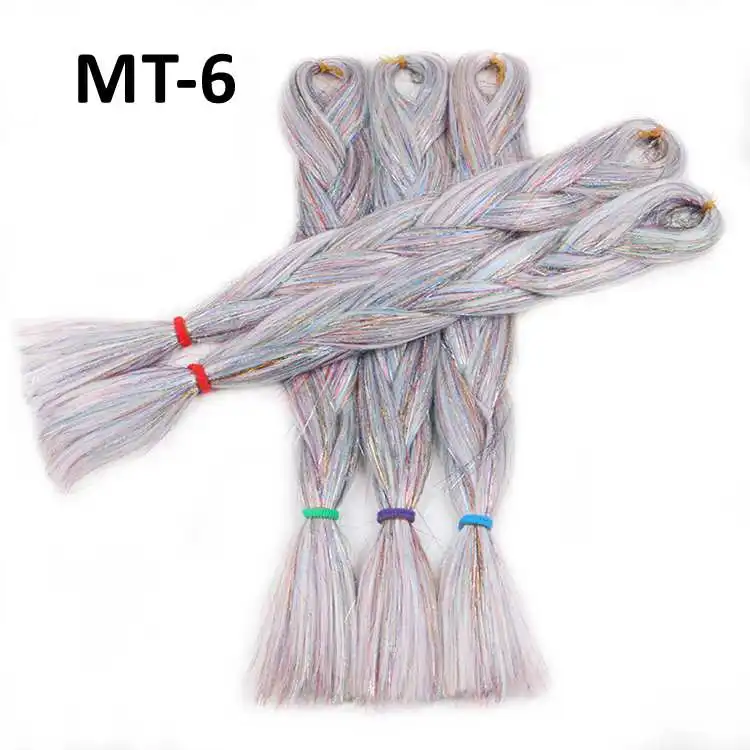 Cheap Shipping 8pcs 24inch 100grams Shiny Metallic Glitter Twinkle Synthetic Jumbo Braid Hair Tinsel Braiding Hair Extensions