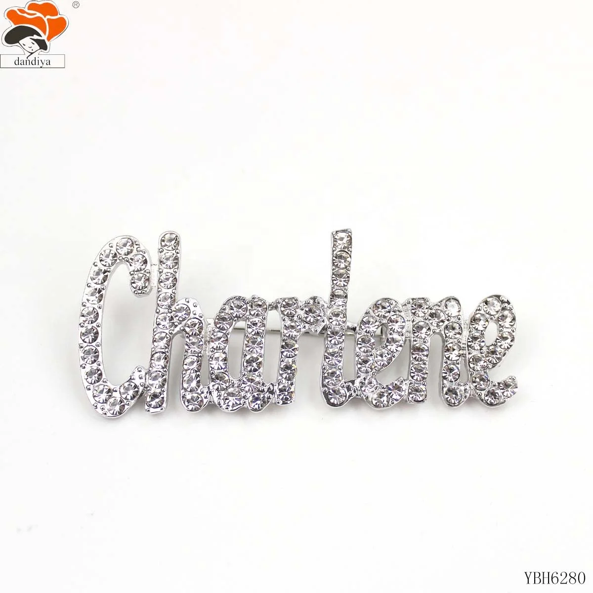 CHARLENE brooch custom letter Logo DEAR with DELTA Rhinestone and Pearl Crystal Alloy Jewelry for Wedding Gift Party