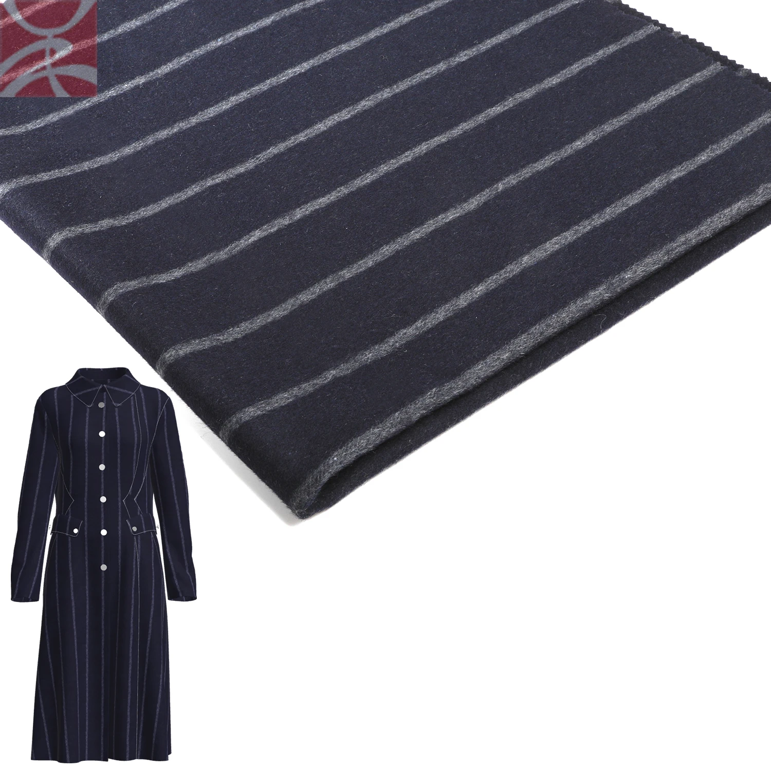 Classic navy plaid stripe fleece woolen wool blend manufacturer yarn dyed fabric for Coat Skirt  Trousers cloth clothing