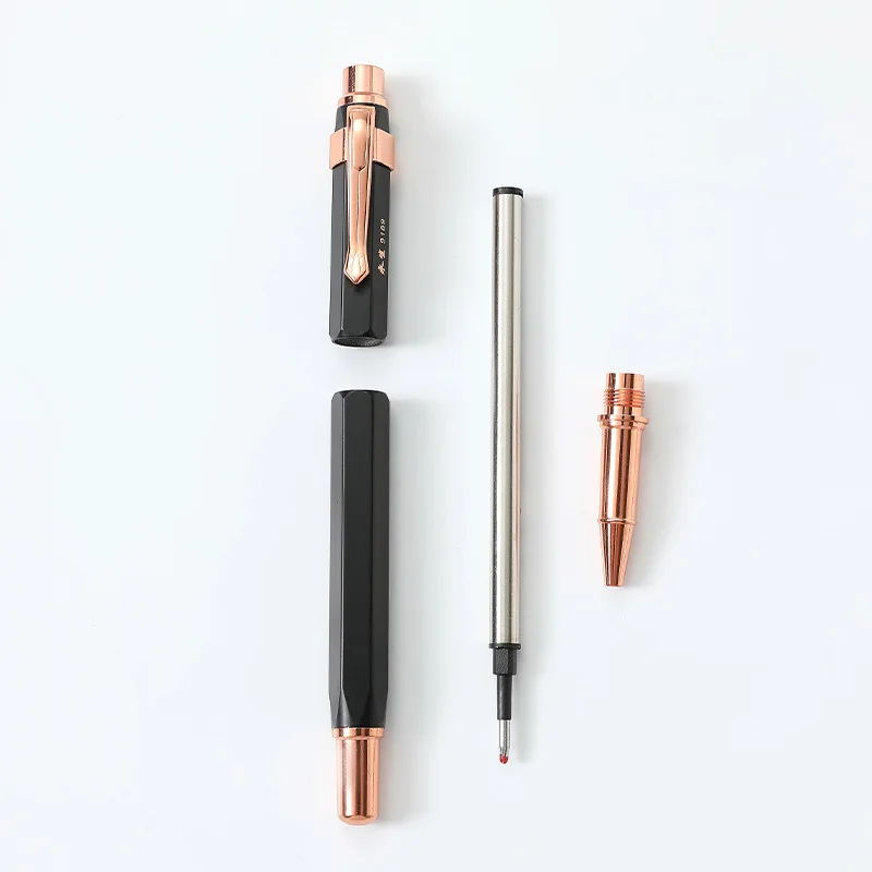 new Eternal life hexagonal metal signature pen rose gold business jewel pen corporate gift student office neutral pen
