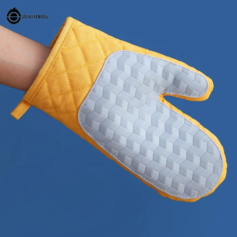 WORTHBUY Kitchen Cooking Camping Bake Gloves Microwave Oven Heat Resistant Gloves Baking BBQ Mitts Gloves