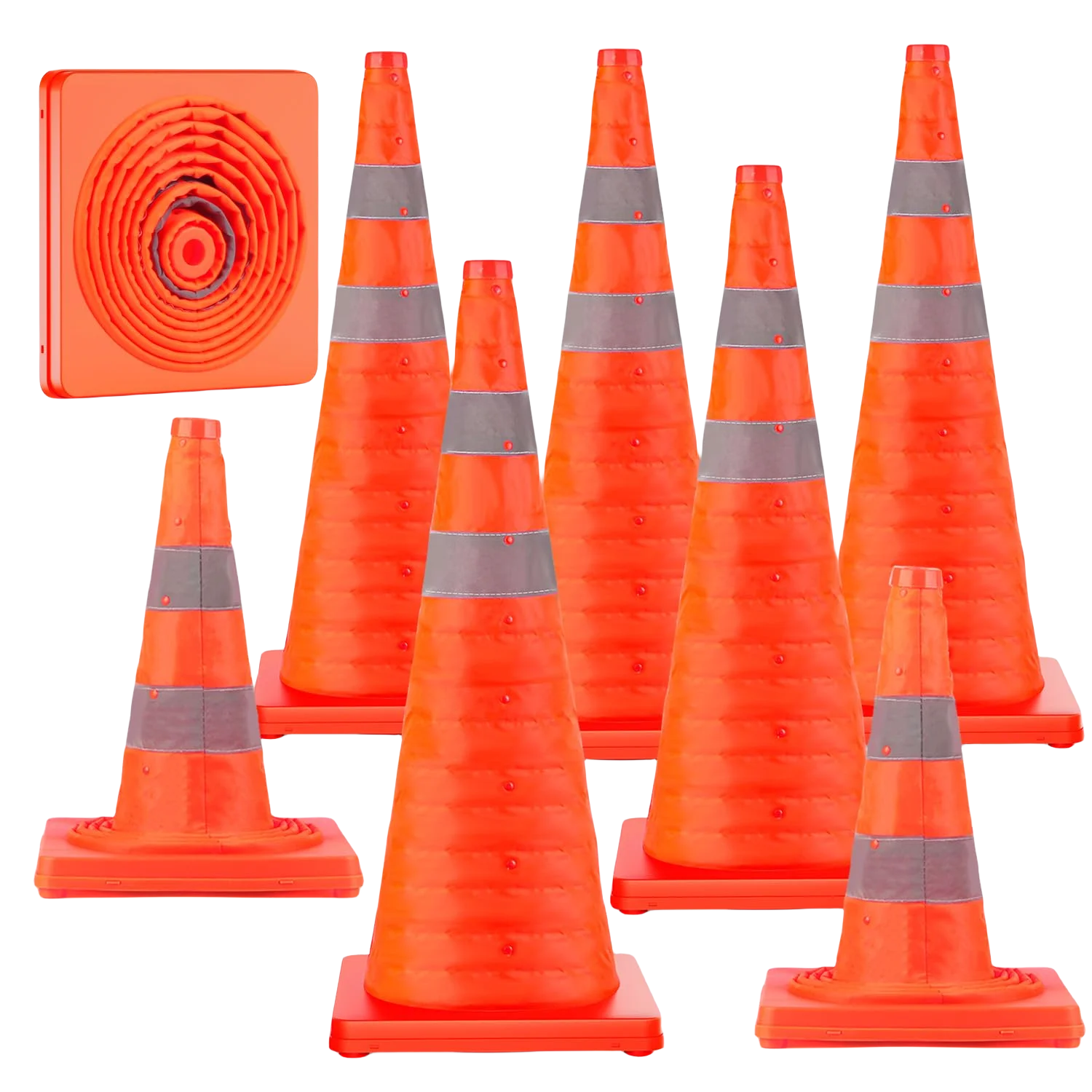 70cm High Visilibility Portable Warning Roadway Road New Safety Folded Collapsible Traffic Cones