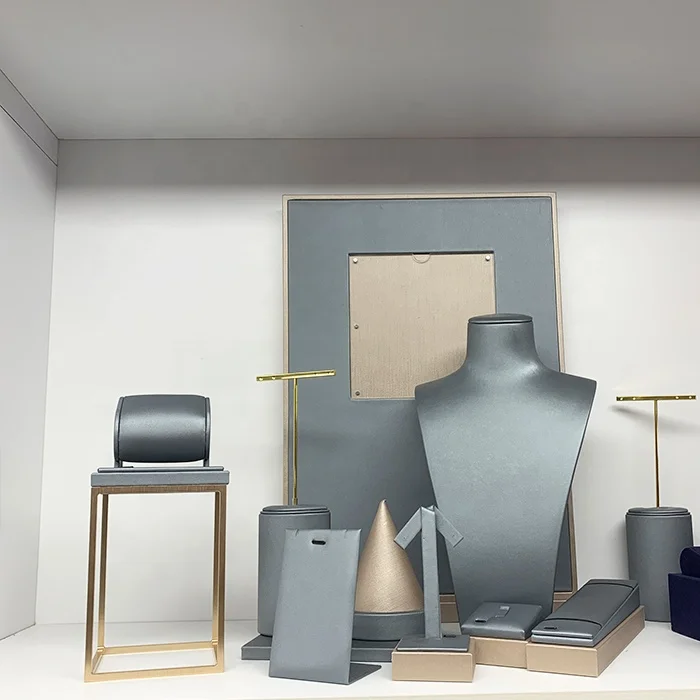 Boutique hot selling jewelry rack display solid wood jewelry tray microfiber jewelry display