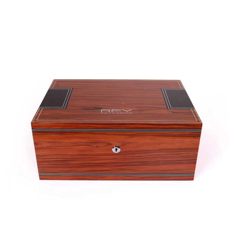Custom Luxury Handmade Cigar Humidor Wholesale Cedar Cigar Desktop Box With Humidifier And Hygrometer