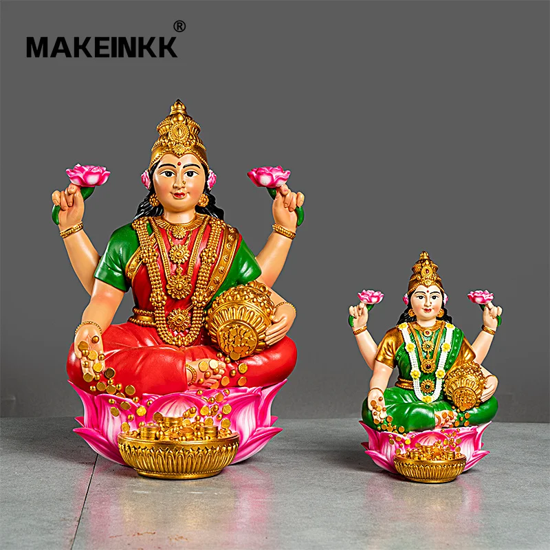 Lakshmi Goddess Of Wealth Hindu God Statue Laxmi Murti Statue On Lotus Flower Diwali Gift