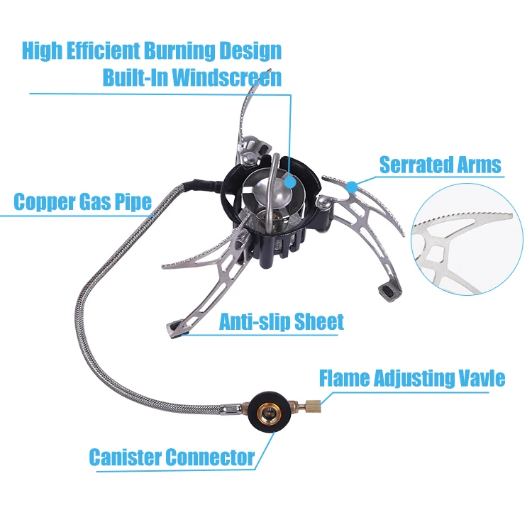 HOMFUL Camping Gas Stove Burner 3000W Adjustable Ultralight Backpacking Stove Windproof Camp Portable Propane Stove