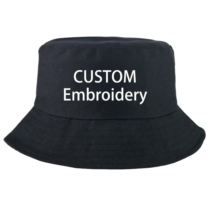Solid Color Custom Embroidery Logo Cotton Wide Brim Fisherman Caps Blank Custom Plain 15 Colors Black White Bucket Hats for kids