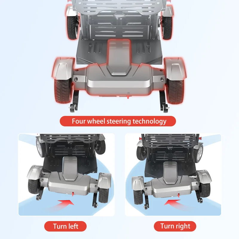 Factory Wholesale Intelligent Electric Wheelchair Easy Folding Electric Scooter 4 Wheel for Disabled