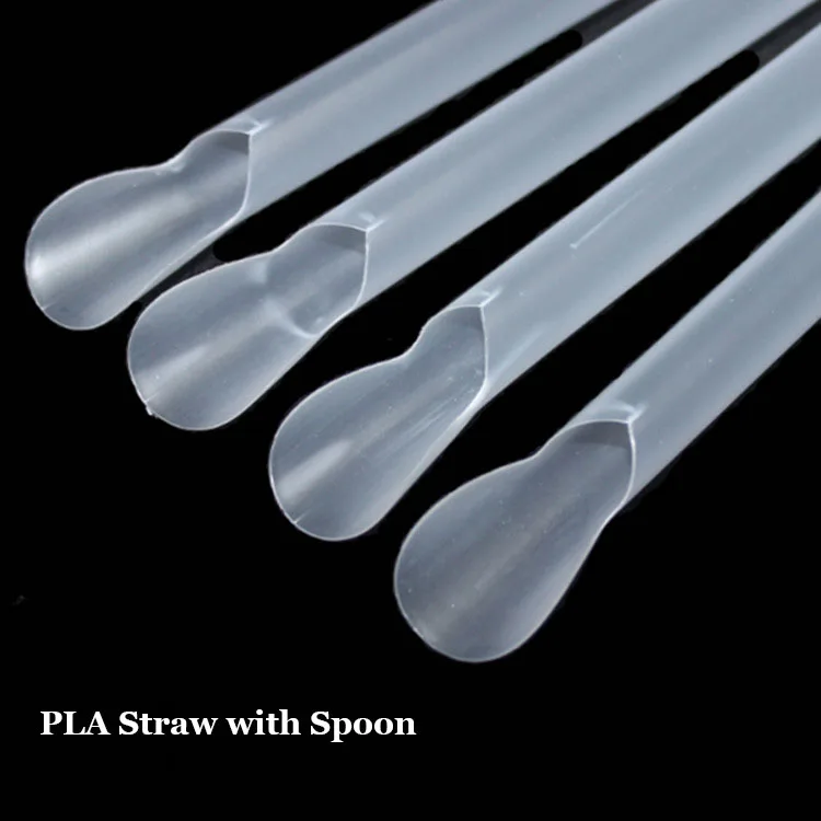 Eco friendly 100% biodegradable corn starch PLA disposable spoon  straw