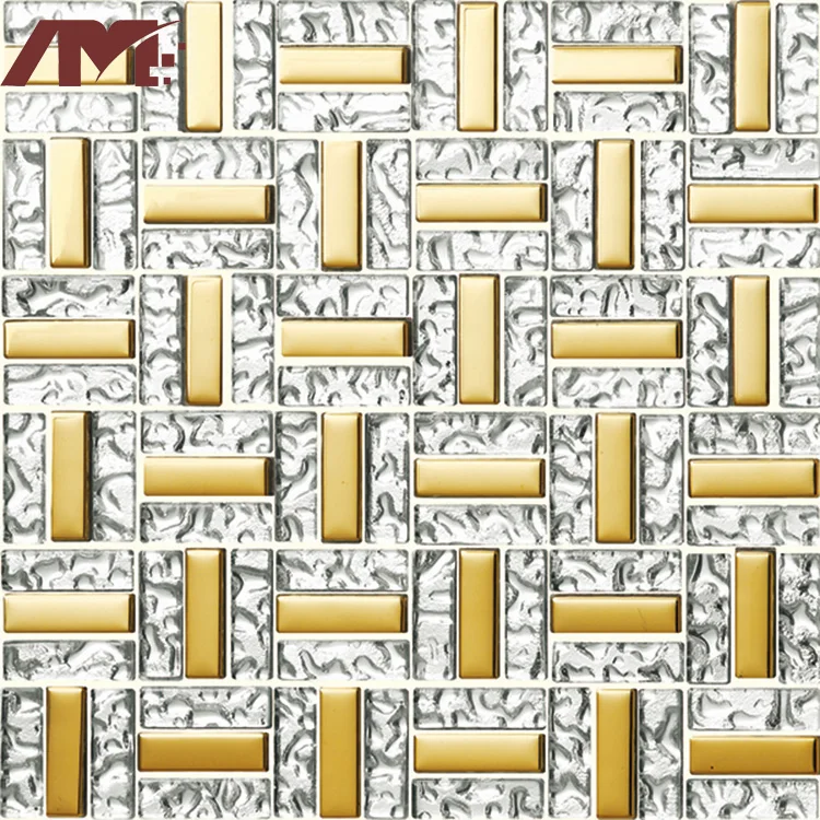 gold crystal glass mosaic metallic tile mirror wall tiles