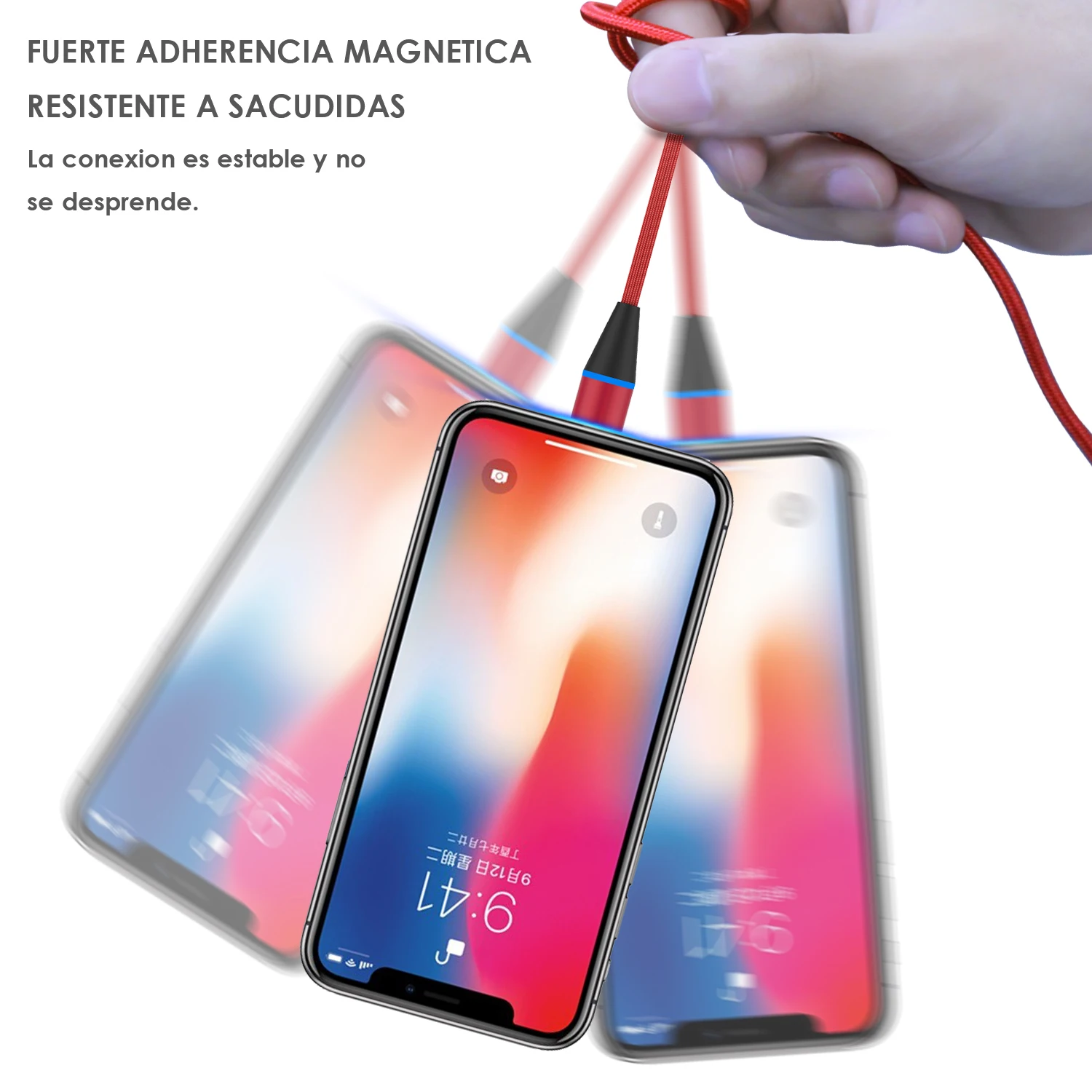 1HORA Type c cable fast charging 3A magnetic cable  USB phone cable  3-in-1 Nylon Braided Cord compatible micro usb/type-c/I-pro