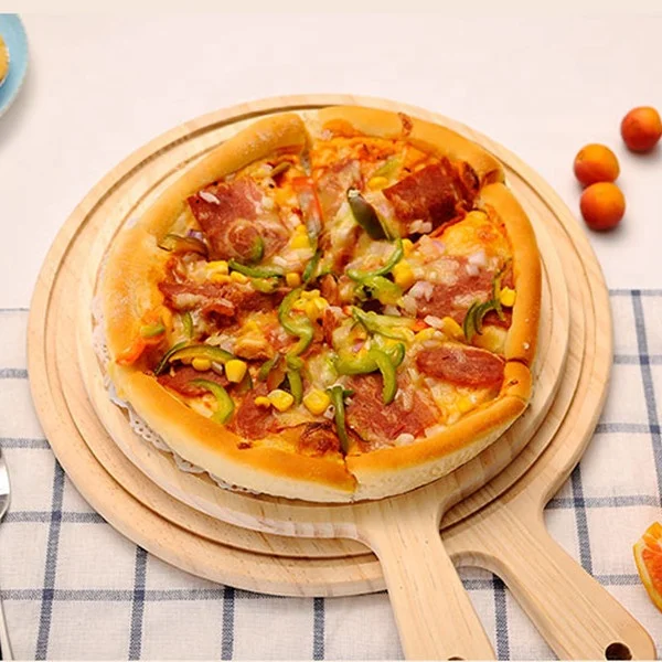 Professional Pine Solid Wood Pizza Cutting Board Pizza Serving Dish Paddle for Cooking Kit