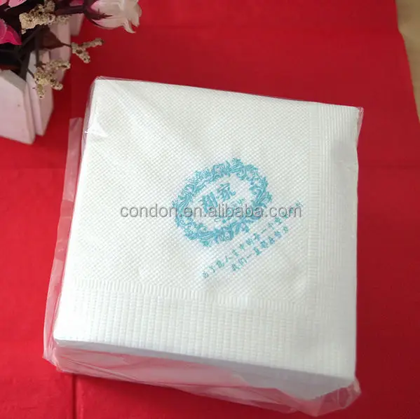 Printed Paper Napkin for Hotels Restaurants Bulk Packaging Recyclable Plastic Material Water Food Use