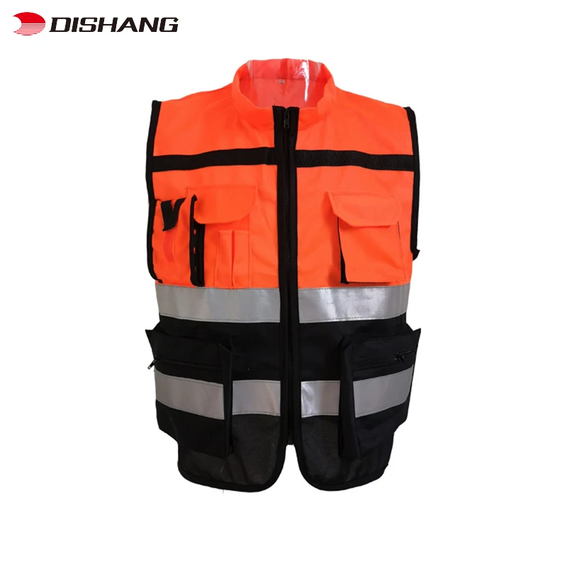 Wholesale Reflective Safety Vest Security Working Clothes with Zipper Construction 2022