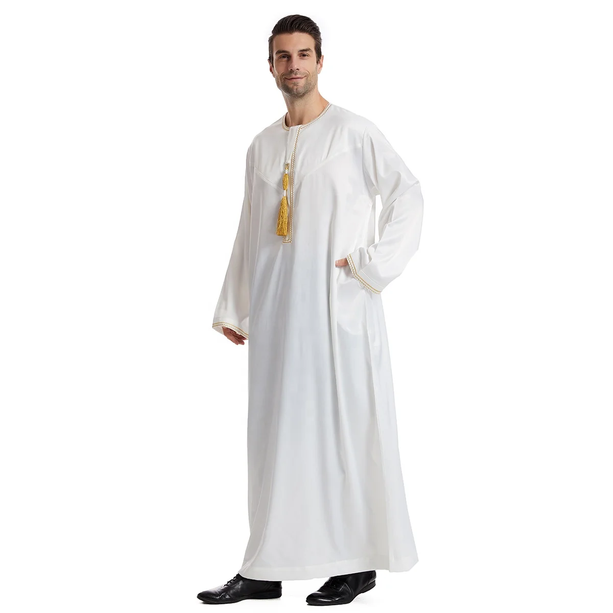 Traditional Dubai Saudi Abaya Men Muslim Jubba Thobe Dress Eid Turkey Arab Robe Kaftan  Men Middle East Abaya Islamic Clothing