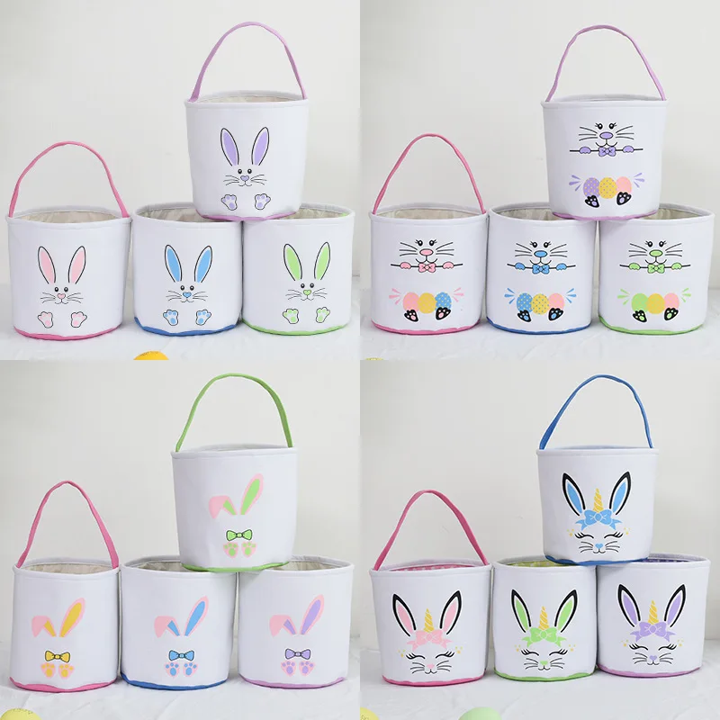 2024 Easter Egg Bucket Cottontail Gift Bag Rabbit Ear Handbag Storage Easter Bunny Basket Ready To Ship