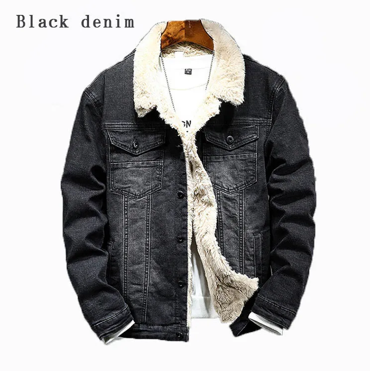 Лидер продаж, Мужская теплая джинсовая куртка с пушистой подкладкой, джинсовое пальто для зимы и нового года