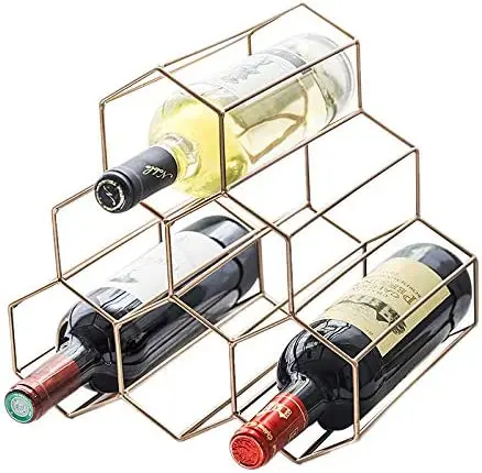 Wine Rack Freestanding Wine Rack,6 Bottles Countertop Free-Stand Wine Storage Holder Protector for Red White Wine,Black