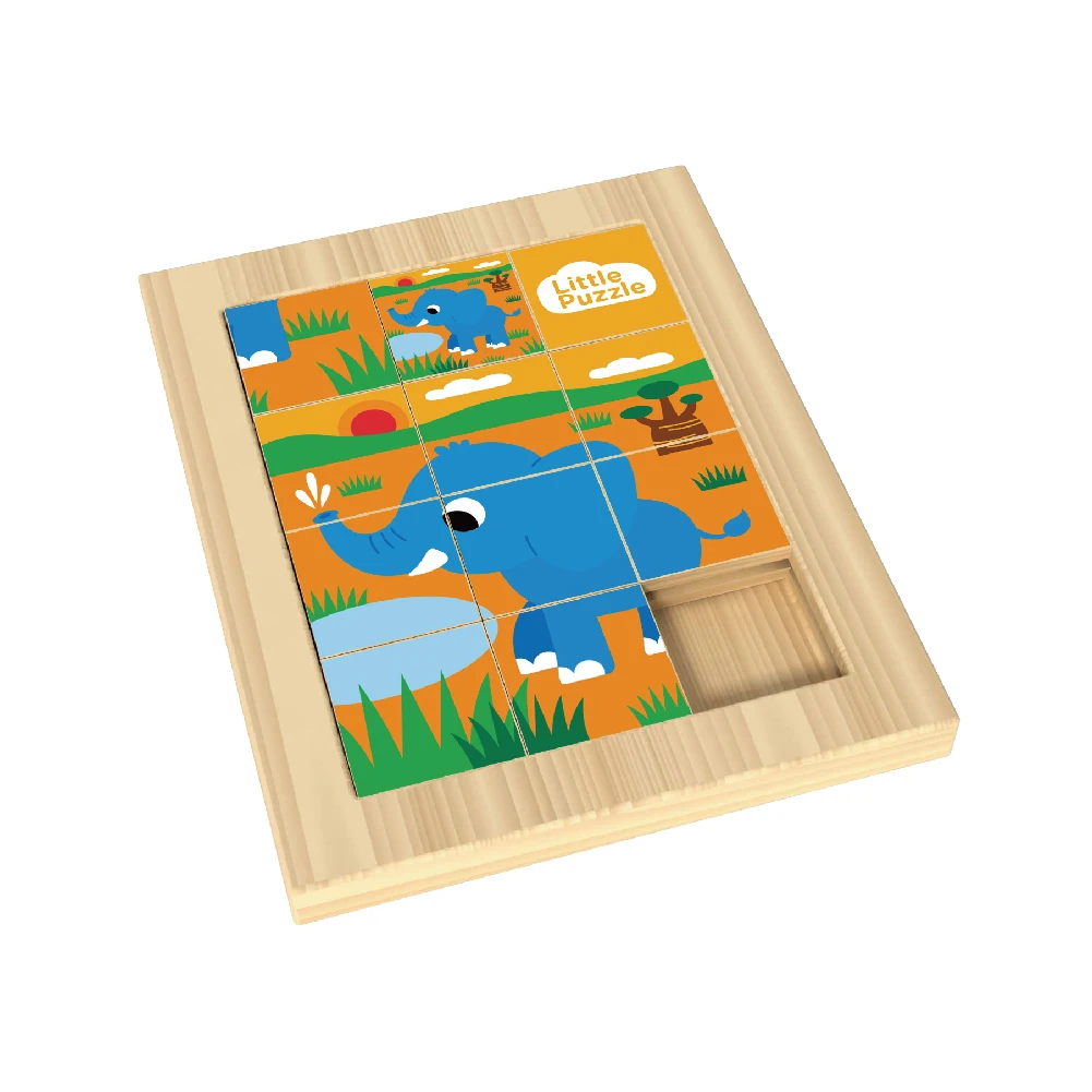 Wooden Matching Block Puzzles for Kids Adults Custom Colorful Wooden Animal Jigsaw Puzzle